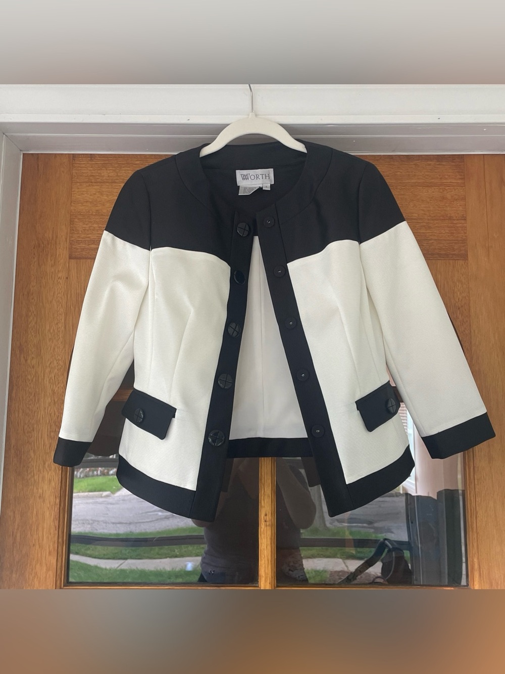 Worth New York Off White And Black Ribbed Blazer Size 6